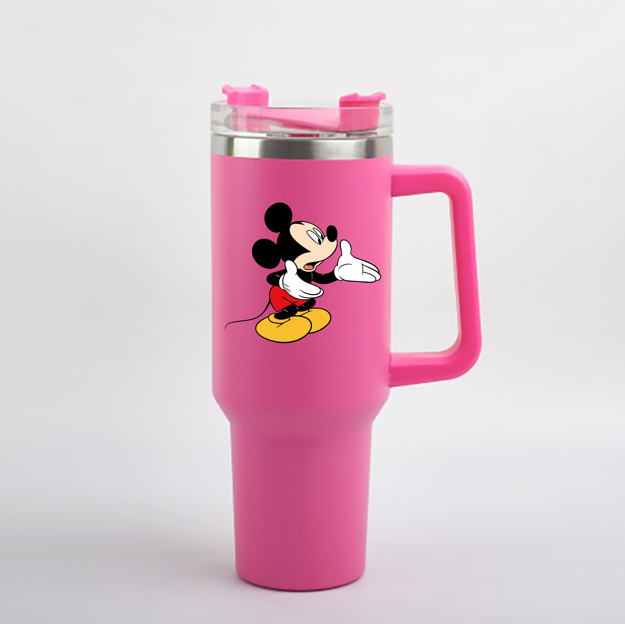 （画像用） ミッキーマウス Mickey Mouse 1200mL車用タンブラー - クリスタルステッカー（プラスチックストロー付き）